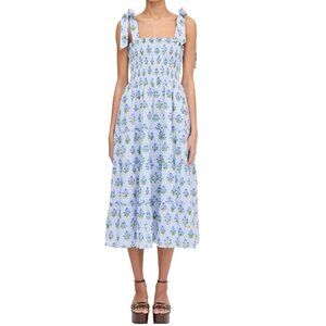 New With Tags Hill House Home The Ribbon Ellie Nap Dress,  Blue Block Print XXS